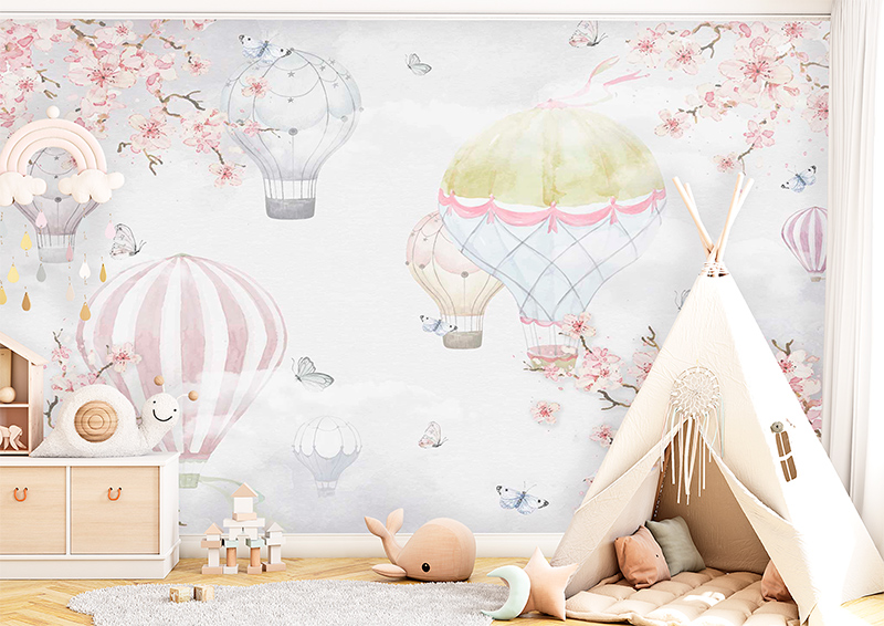 Mural Infantil Globos y Flores